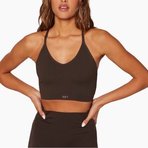 Set Active Sculptflex Ribbed V Bra and Leggings set in Espresso